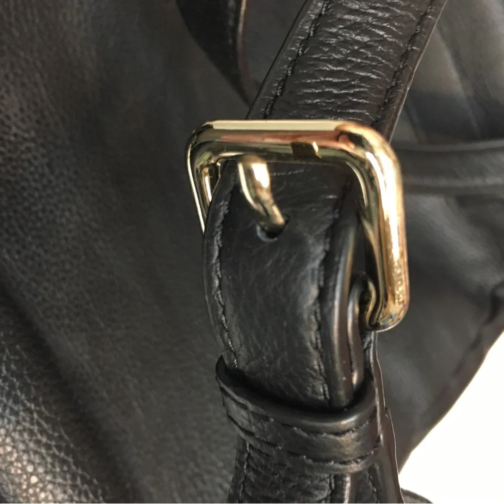 Kate Spade Cow Leather Zipper Backpack Black Gold Classic Preppy - Picture 8 of 15